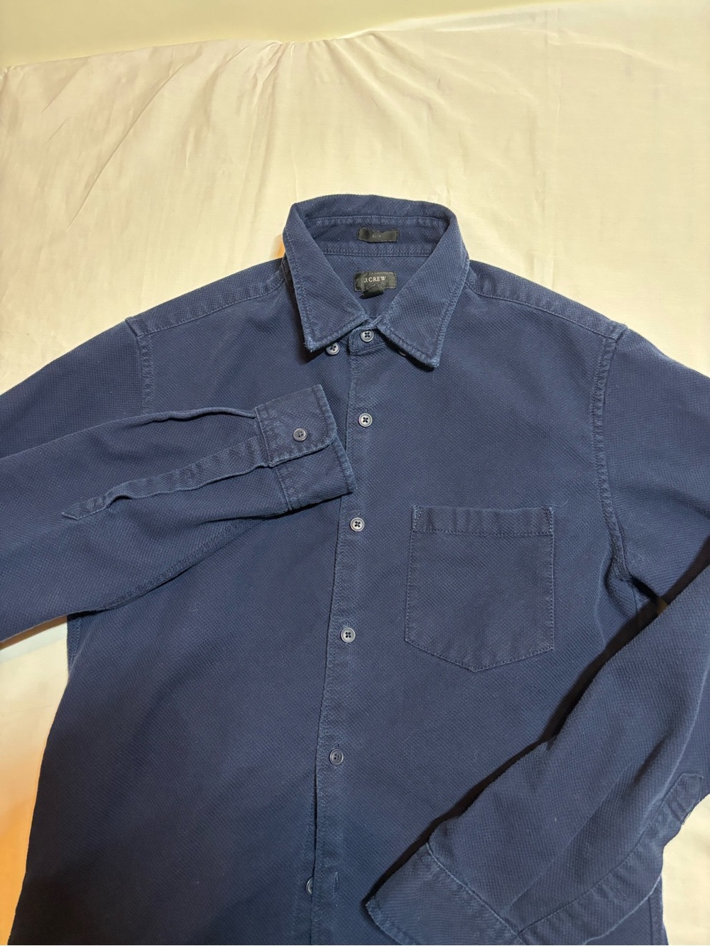 J. Crew Men's Dark Blue Textured Button-Down Shirt vintag